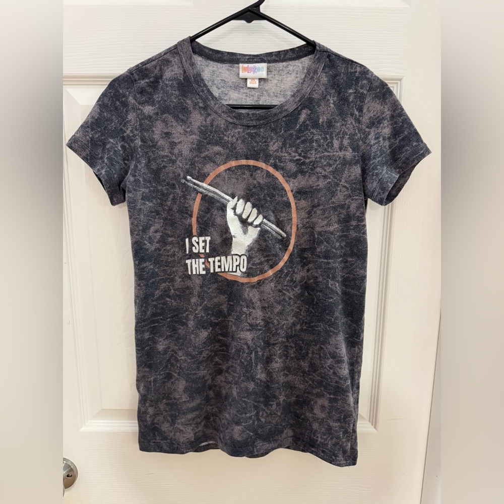 LuLaRoe Black and Brown TieDye Wash Short Sleeve Tee - I Set The Tempo